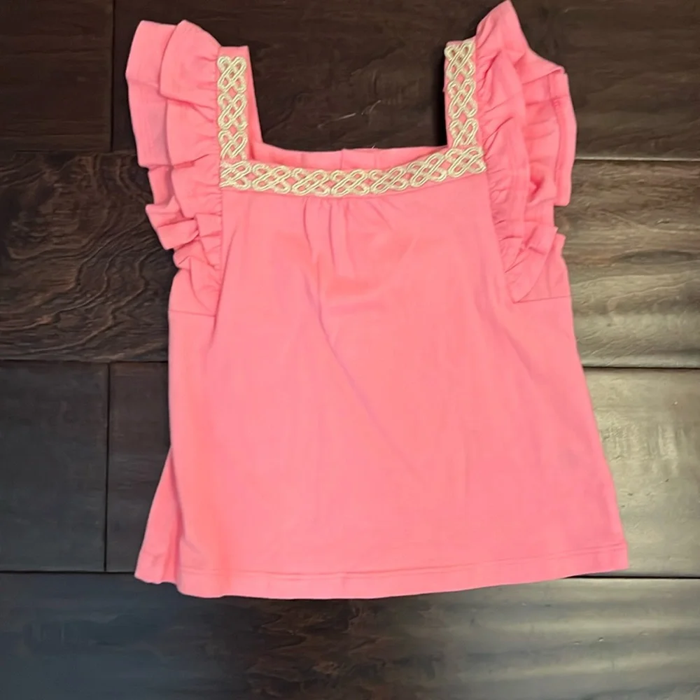 NWT Janie and Jack Pink Ruffled shirt with appliqué details!